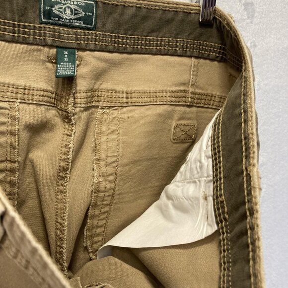 GH Bass & Co Canvas Workwear Pants Mens 36x32 Utility Straight Leg Tan Khaki - Picture 14 of 16